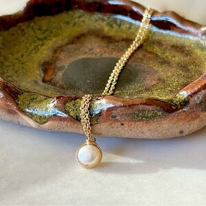 Gold Filled Mini Coin Pearl Minimalist Freshwater Pearl Necklace